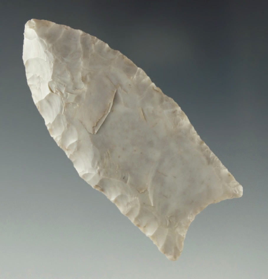 2 7/16" Flint Ridge Flint Paleo Fluted Clovis - Licking Co., Ohio. Ex. Steve Walker collection. 2 CO