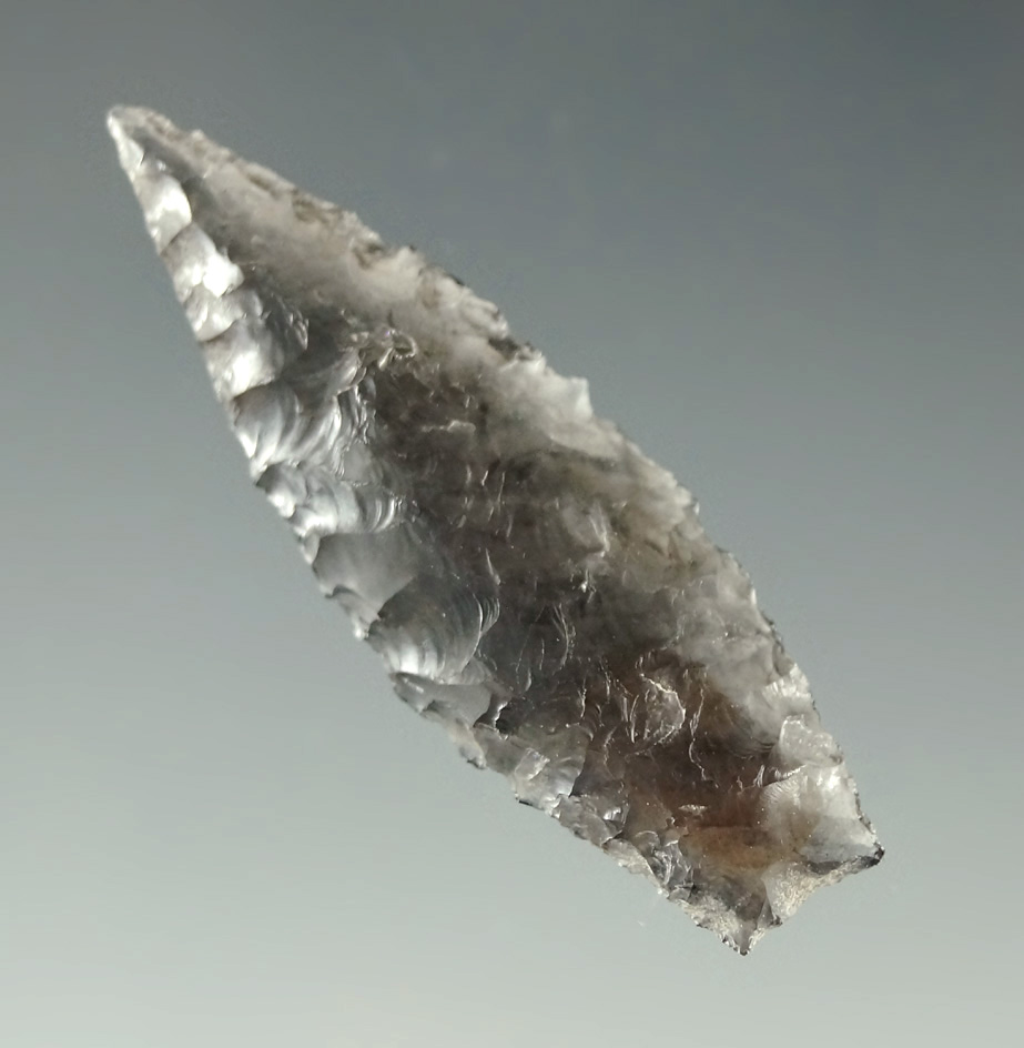 Excellent flaking, style and patina on this 1 1/2" Humboldt found in Oregon. Ex. Charlie Shewey.