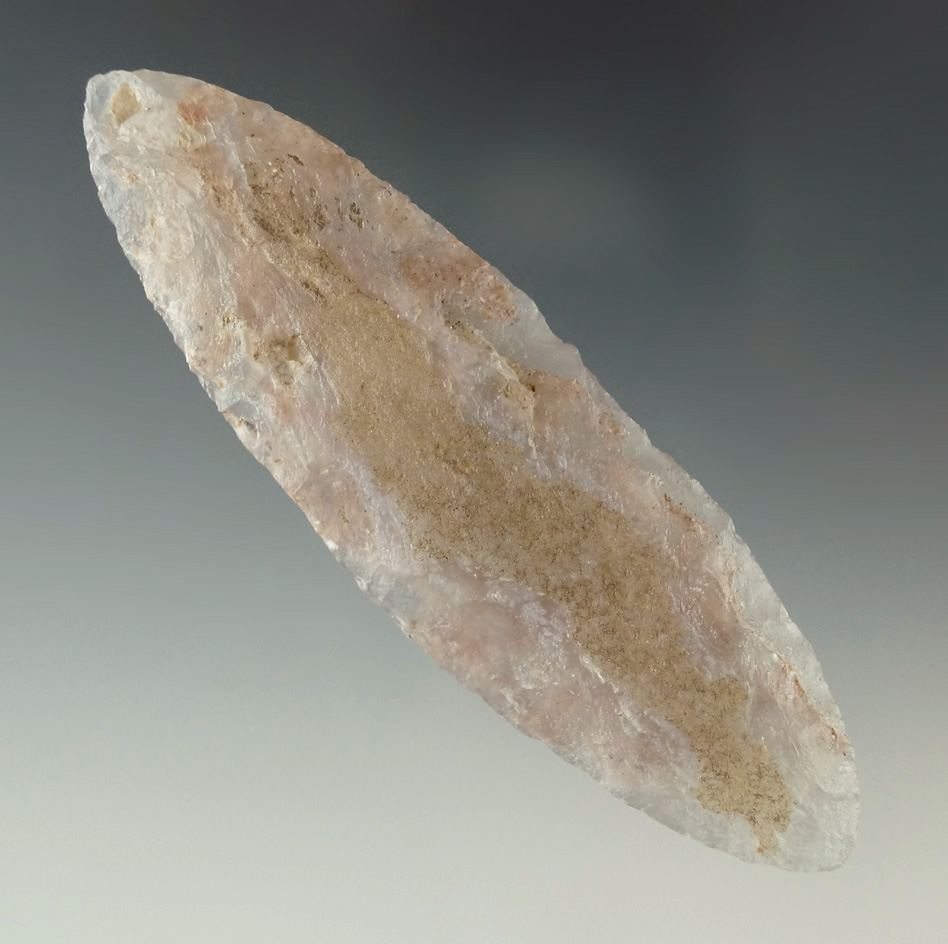 Incredible material! 3 13/16" Harahey  Knife - High Plains area -high-grade sheet agate  -  COA.