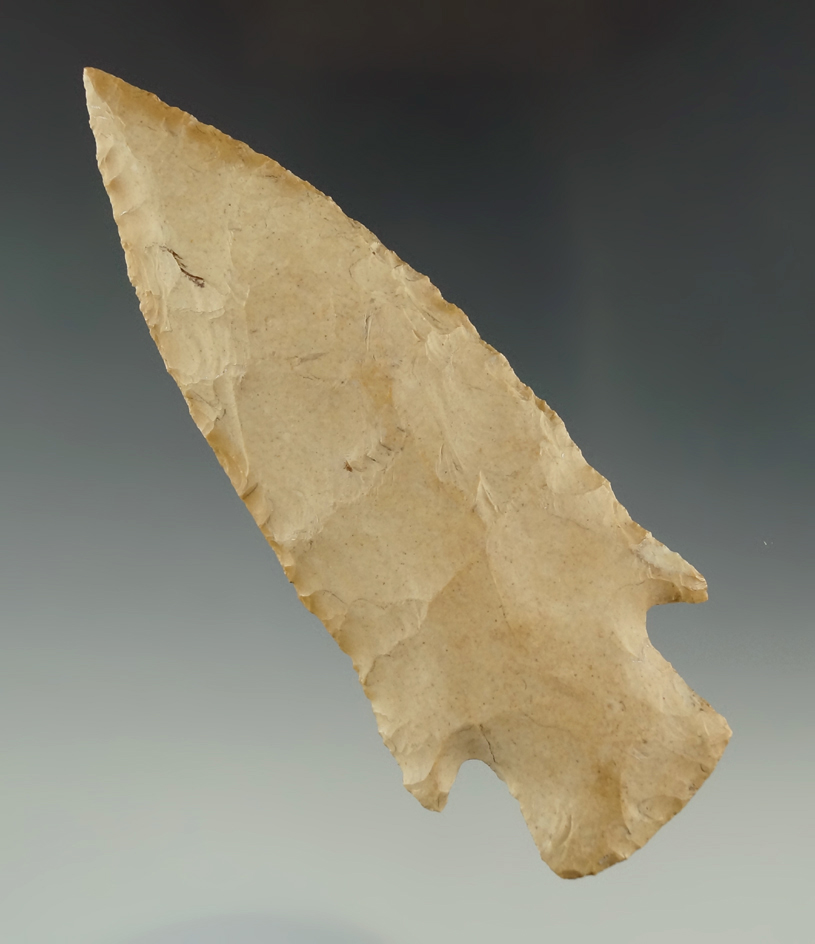 Large 4 5/16" Etley Knife found in Missouri. Ex. Charlie Shewey collection. Comes with a Davis COA.