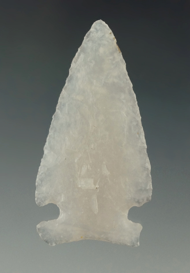 Excellent flaking on this 2" Northern Side Notch - Oregon. Davis COA. Ex. Charles Shewey collection.