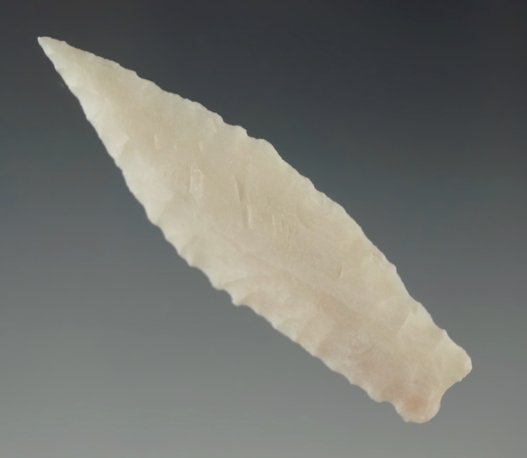 1 15/16" Humboldt point - attractive white chert found in the Great Basin area. Museum COA.