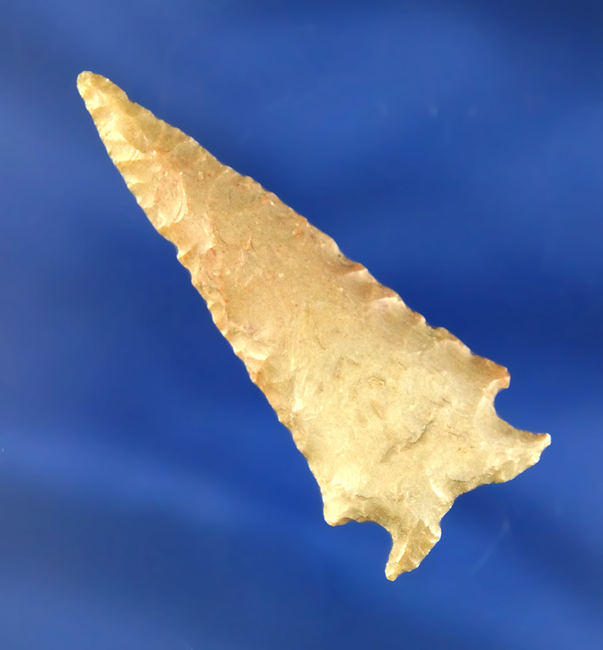 1 7/8" Snake River Dart point made from Jasper found near the Columbia River. Excellent style.