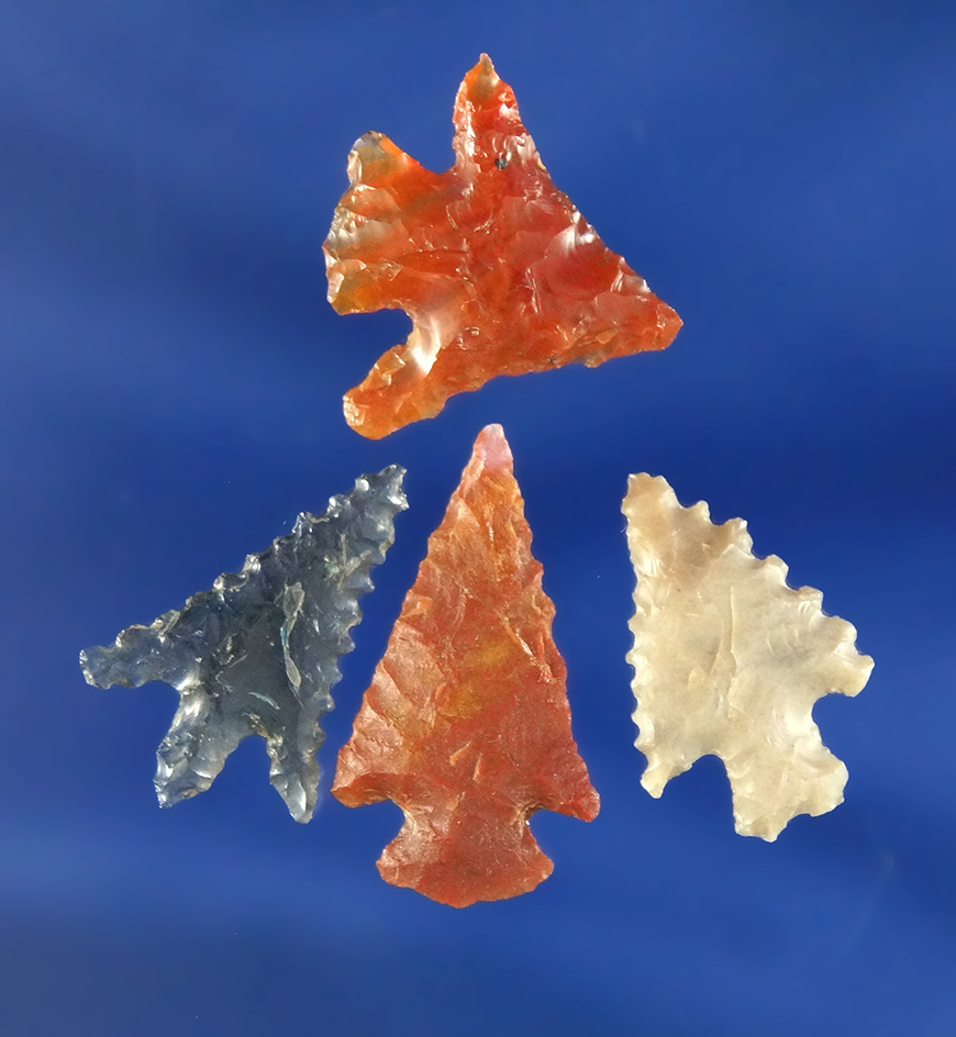 Set of four nice Columbia River Gempoints, largest is 13/16"