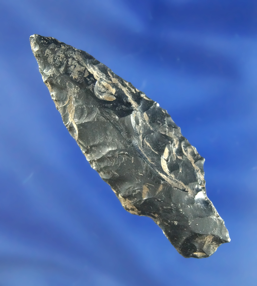 2 11/16" Early Stemmed Knife made from Obsidian found in Warner Valley, Oregon. Byrd COA.