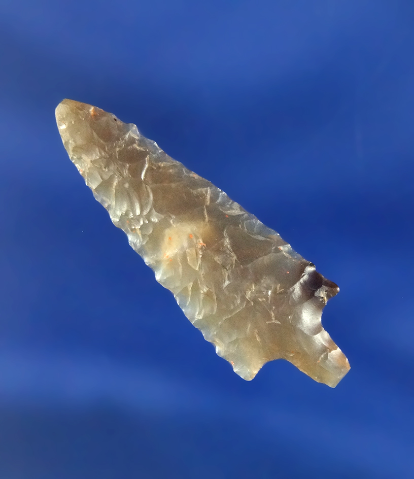 Thin and exceptionally well flaked 1 1/4" translucent Agate  Rose Spring Stemmed - Oregon.