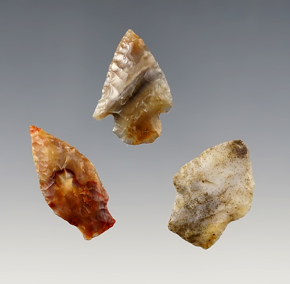 Set of three nicely styled points made from attractive materials. Largest is 1 3/8"