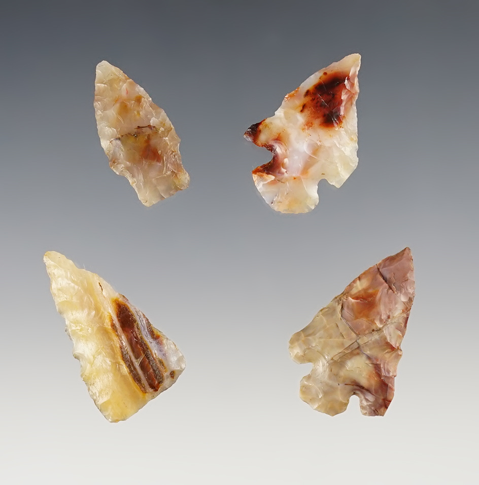 Group of four assorted Points made from beautiful materials. Largest is 1 7/16".