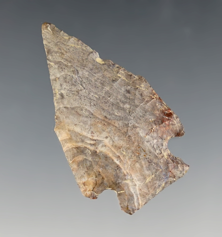 2" classic Pentagonal Point made of two-tone Nethers Flint. Great example - Crawford Co., Ohio.