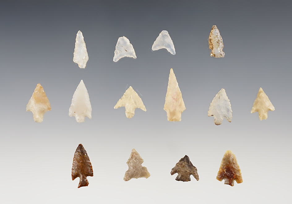 Group of 15 assorted Columbia River. Found near the Columbia River. Ex. Wilke Museum.