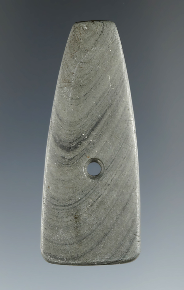 2 1/4" Ft. Ancient Miniature Trapezoidal Pendant found in Huron Co., Ohio. Pictured.