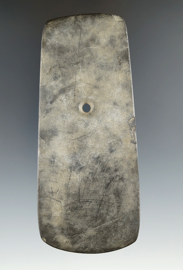 4 1/2" Mottled Slate Trapezoidal Pendant found in Middleton Twp., Wood Co., Ohio.