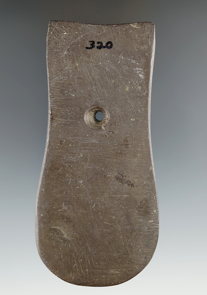 4 5/8" Adena Keyhole Pendant made from Brown Slate, found in Medina Co., Ohio. Davis COA.