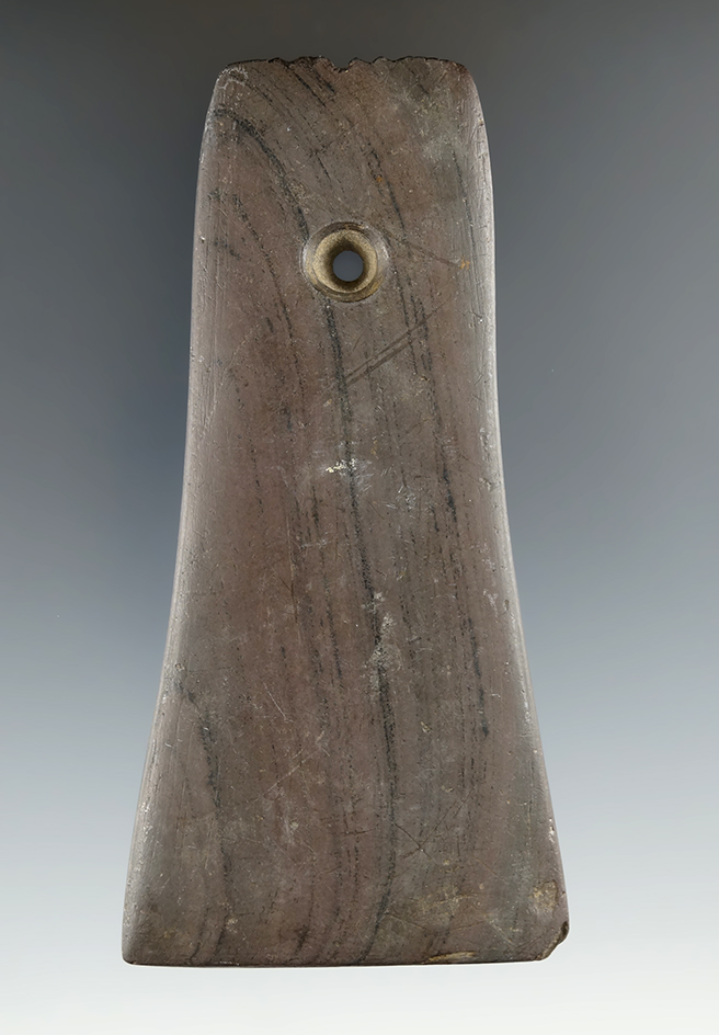 4 1/4" Hopewell Bell Pendant w/ fringed top, Huron Co., Ohio. Pictured. Ex. Hooks, Helman, Waibel.