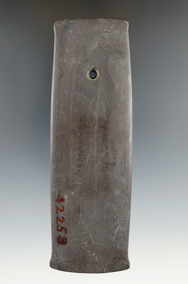 5" Hopewell Flared Pendant made from Banded Slate, broken and professionally reattached, Ohio.