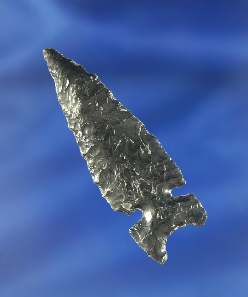 2 1/16" Northern Side Notch made from Obsidian that is very well styled.  Stermer COA.