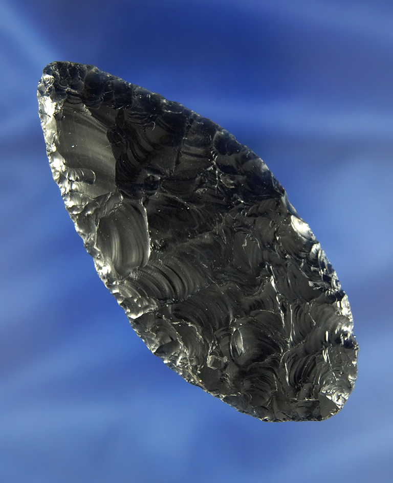 Excellent flaking on this 3 3/8" Obsidian Blade found in Oregon.