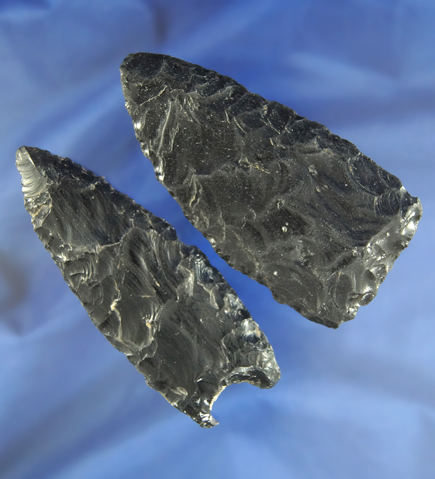 Pair of Obsidian Blades found in Oregon, largest is 3 11/16".