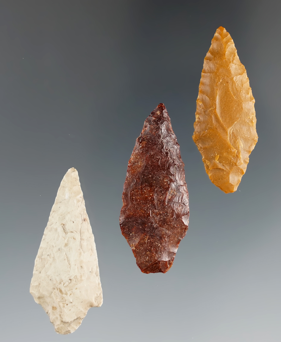 Set of three Gatecliff points found in Oregon in very nice condition. Largest is 1 5/8".