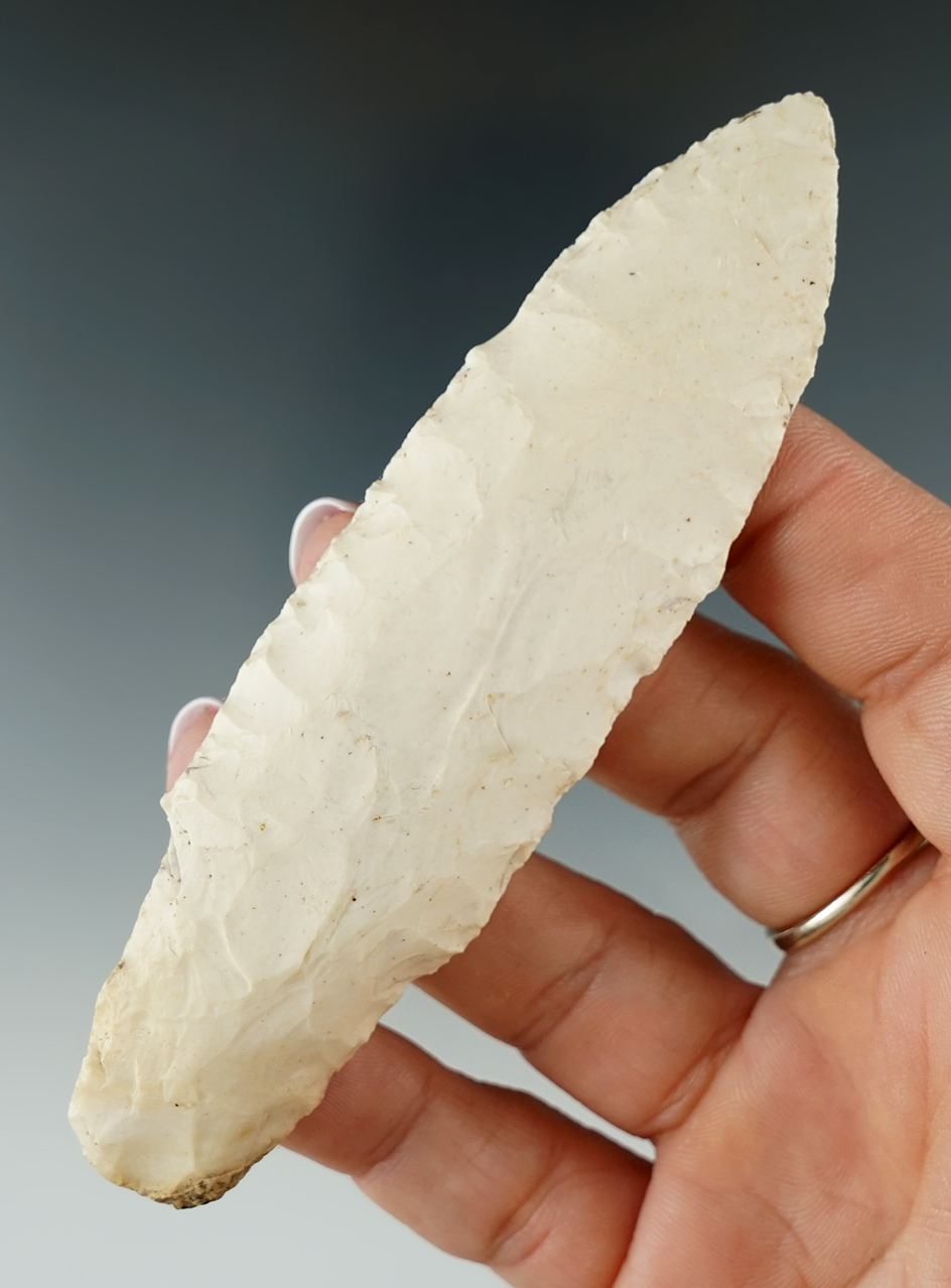 4 3/16" nicely flaked Burlington Adena found in Missouri.