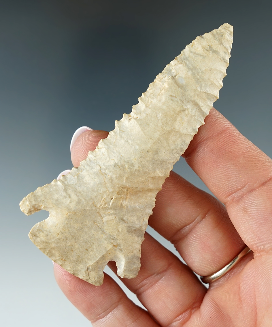 3 1/4" beautifully serrated Pine Tree made from Fort Payne chert found in Meade Co., Kentucky.