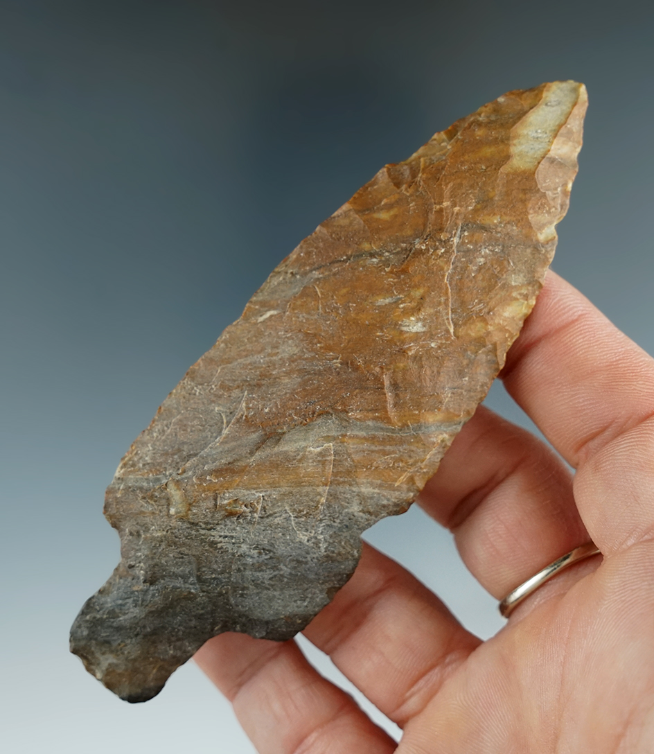 Heavily patinated 4 5/16" Stemmed Knife found in Indiana.