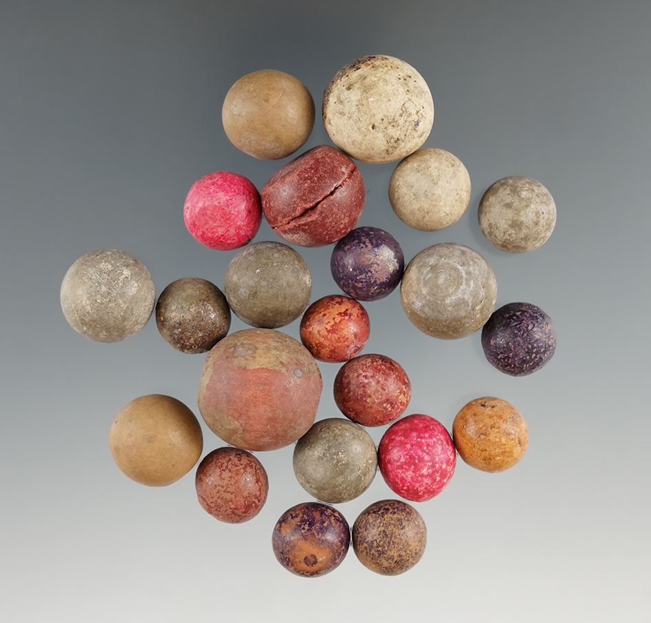 Group of old clay marbles found in New York.