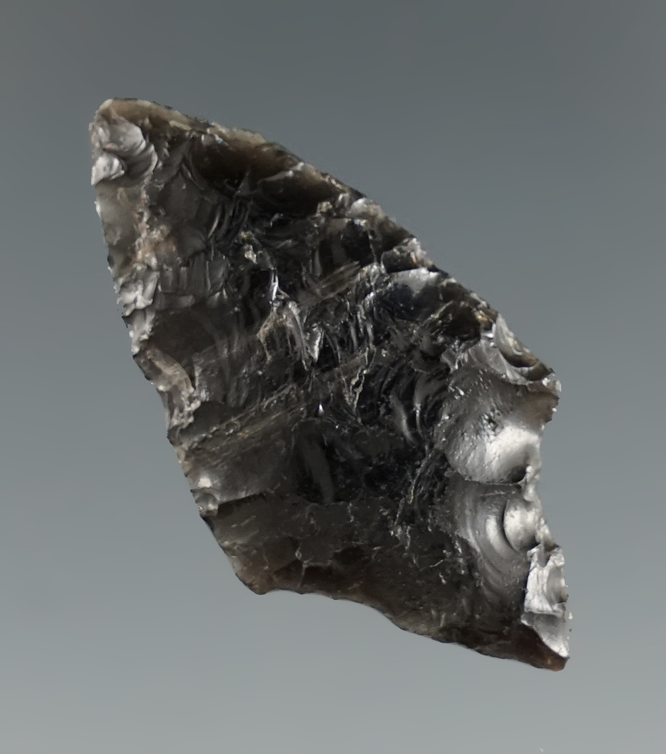 Pictured! 1 7/16" Gypsum Cave made from obsidian found in Lakeview, Oregon.