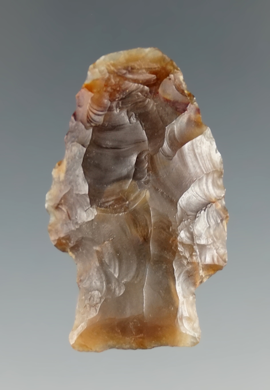 1 1/2" squared stem Paleo point with the nicely ground-based made from attractive agate found by Rob