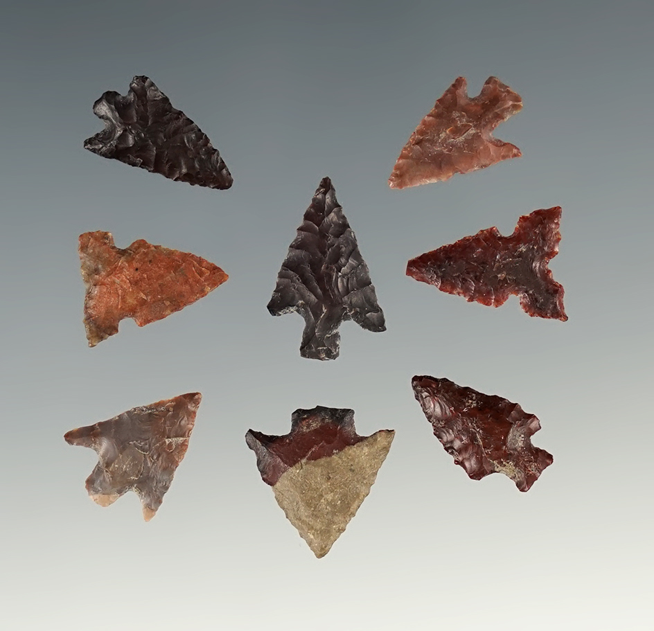 Group of 8 Assorted Columbia River Gempoints, largest is 3/4".
