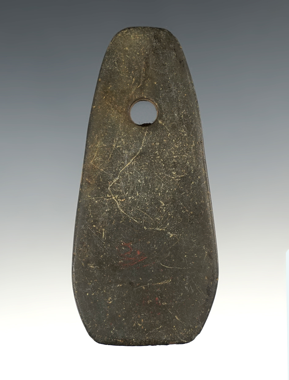 3 1/2" Hopewell Pentagonal Pendant made from black Slate. Ex. Ken Spaulding (#G-81).