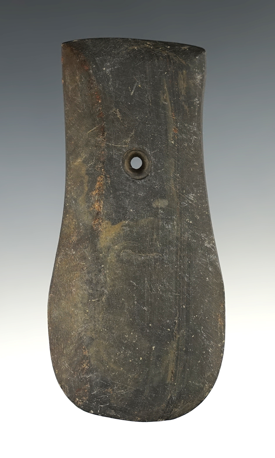 4 3/16" Adena Keyhole Pendantfound in Pickaway Co., Ohio. Ex. Dave Morrison.  Davis COA.