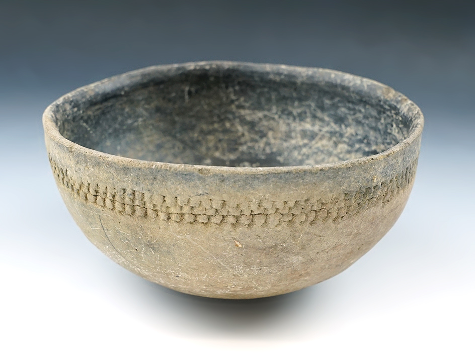 5 5/8" Southwestern pottery bowl with nice design by rim in excellent condition. New Mexico.