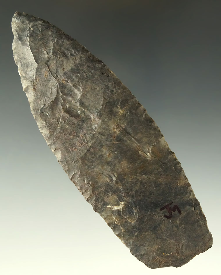 4 9/16" Coshocton Flint Lanceolate found in Holmes County Ohio. Ex. Dr. Jim Mills.