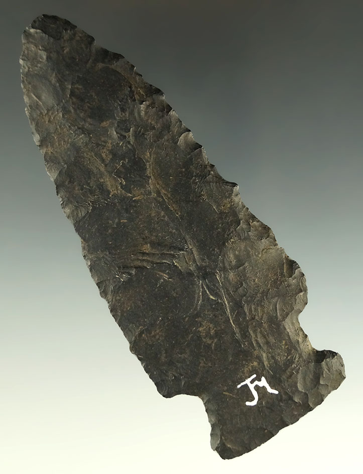 4 5/16" black Zaleski Flint Knife found in southern Ohio. Ex. Dr. Jim Mills.