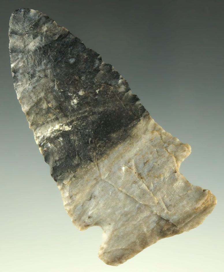 3" Archaic Cornernotch - beautiful bi-colored Coshocton Flint found in Delaware County Ohio.