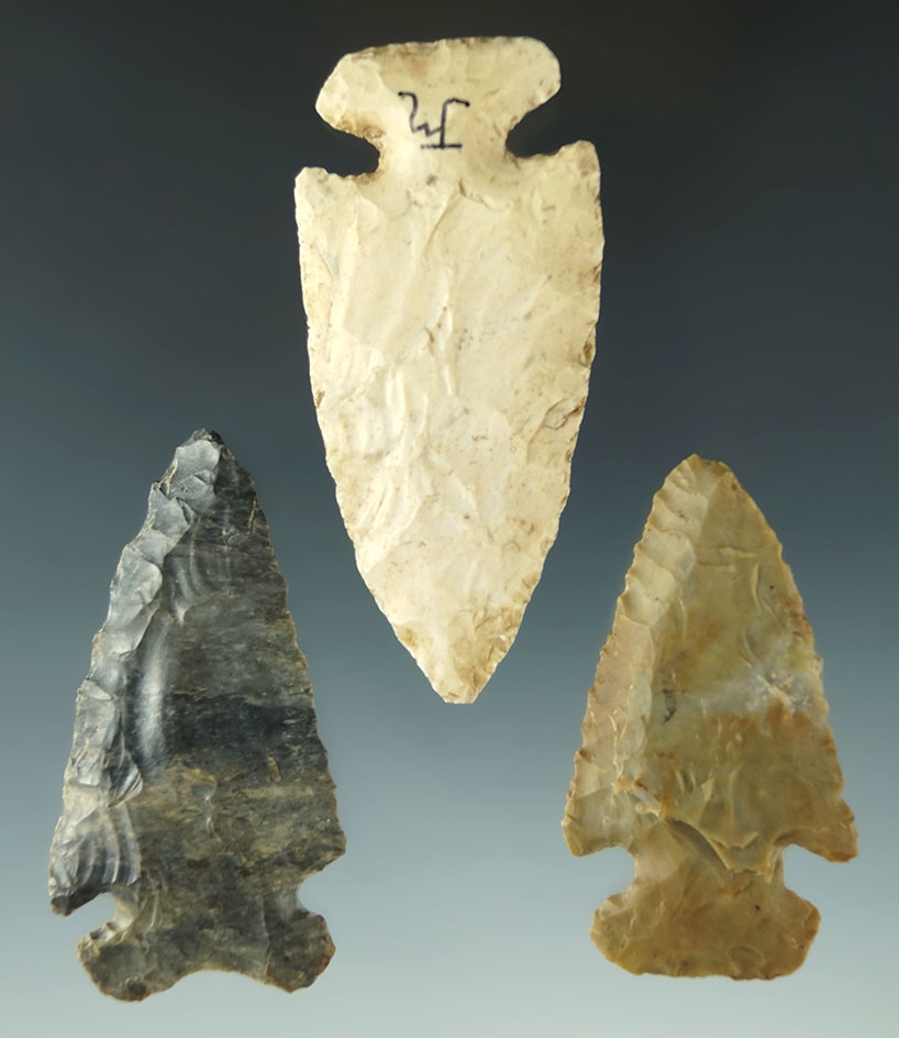 Set of three Ohio Archaic Thebes, largest is 2 15/16".
