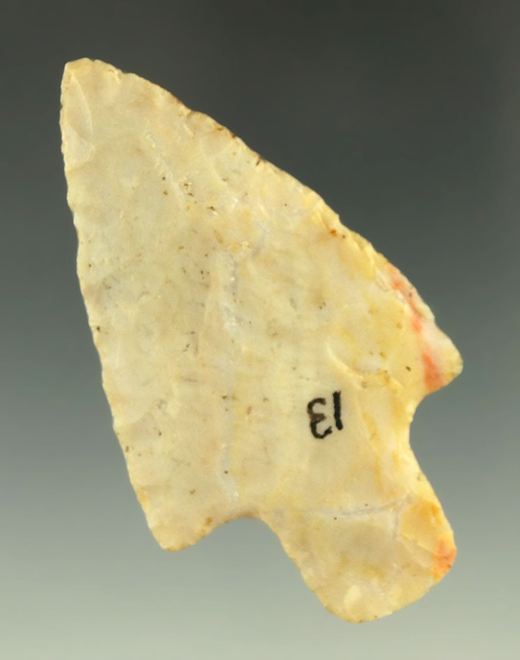 2 7/8" Flint Ridge Flint Adena made from high-quality chalcedony found in Ohio. Ex. Driskill.
