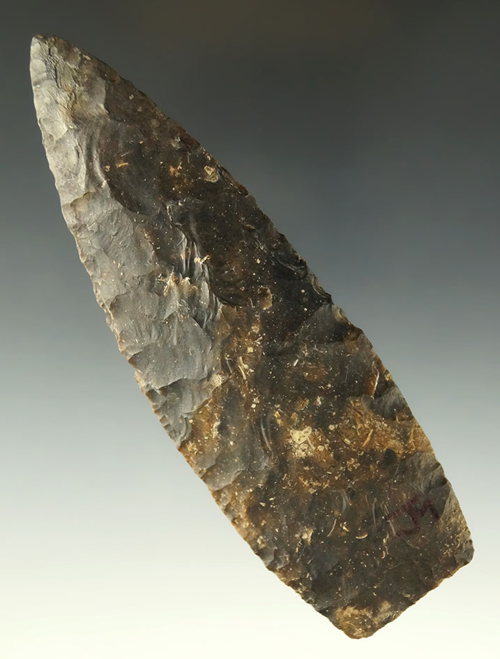 4 5/8" well styled Ohio Lanceolate with some restoration to the very end of the tip.