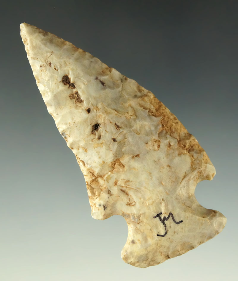 Uniquely styled 3 1/8" curved knife made from Flint Ridge Flint found in Ohio.