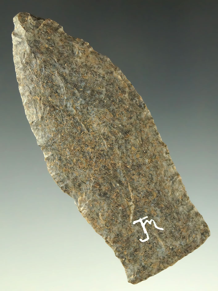 3 1/8" Paleo Lanceolate found in Huron County Ohio. Ex. C. C. Thomas collection.