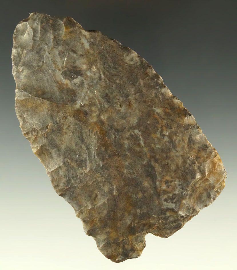 4 3/16" heavily patinated Upper Mercer Flint Blade found in Delaware County Ohio.