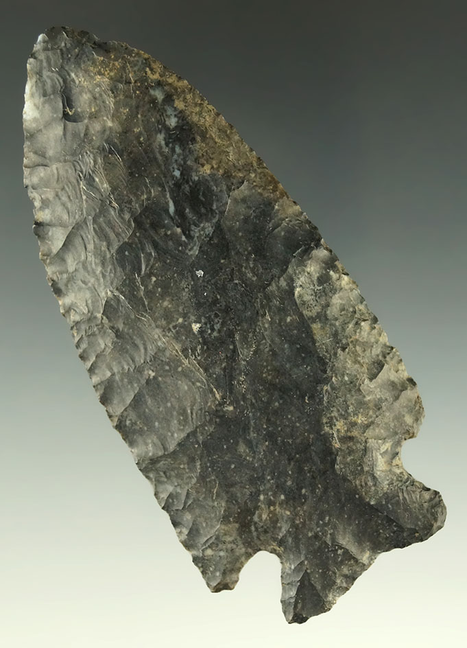 3 11/16" Coshocton Flint Cornernotch found in Ohio.