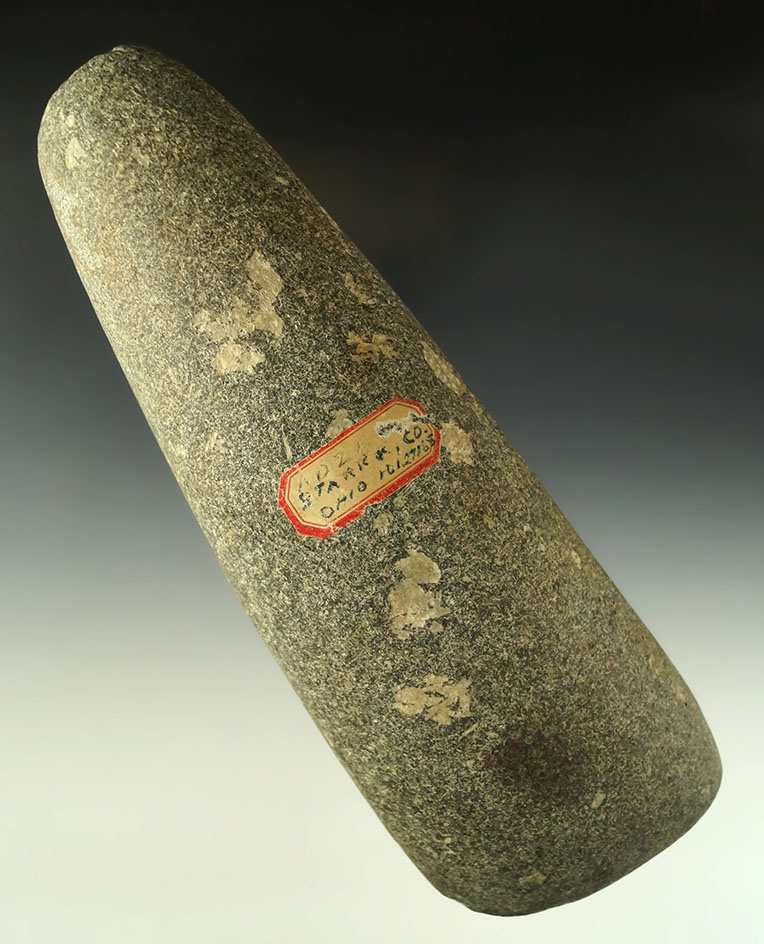 7 3/4" large and nicely styled Porphyry Adze found in Stark County Ohio .