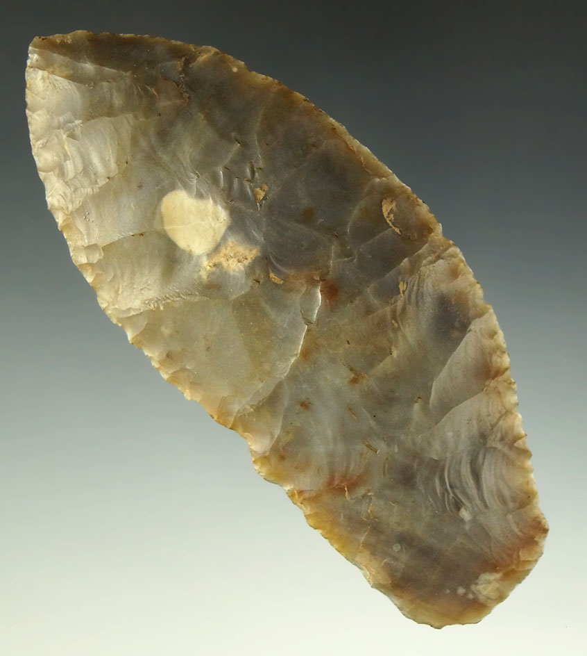 3 15/16" Paleo Knife made from a flake of beautiful high quality Flint Ridge Flint found in Ohio.