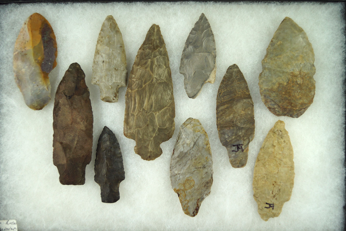 Set of 10 Flint points and knives, largest is 4 1/2".