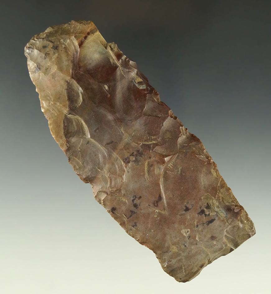 Large rare pipe Creek/Glacial Flint Paleo Square Knife - 4 3/4" long. Huron County Ohio.