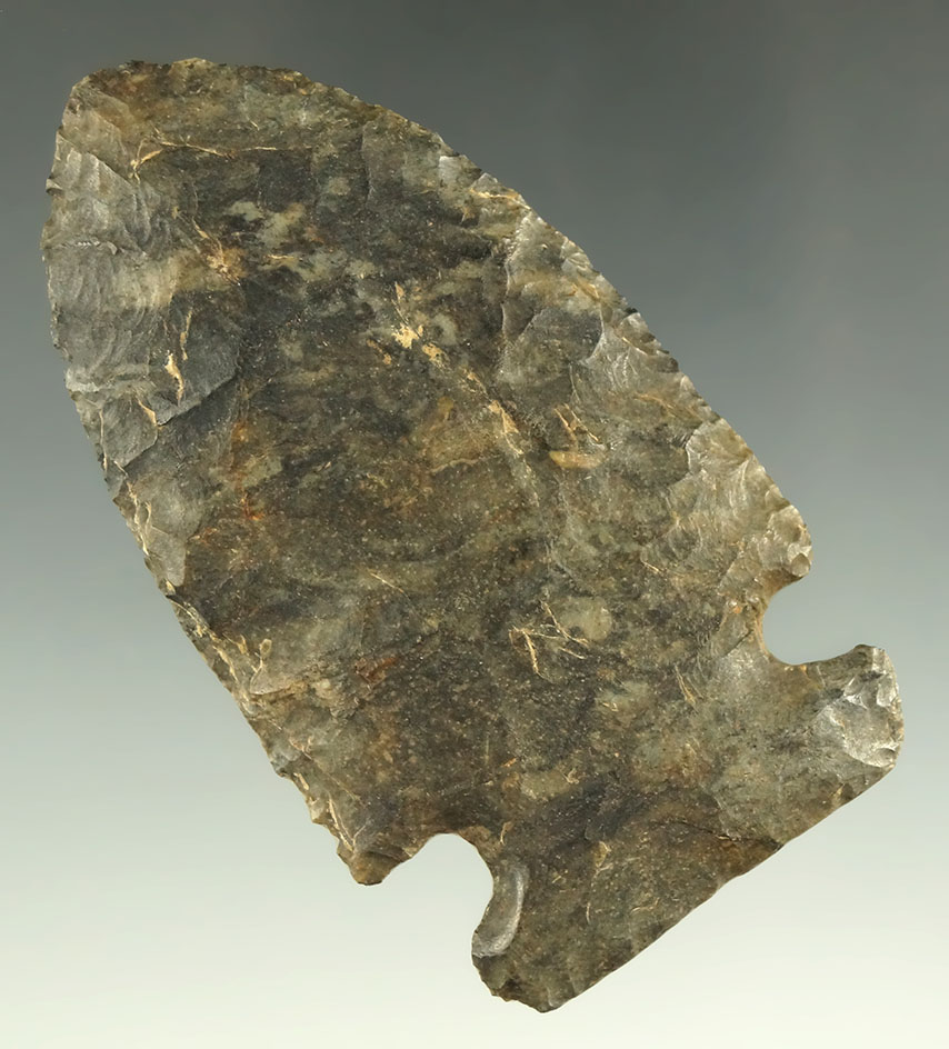 Heavily patinated 2 3/4" Big Sandy made from Coshocton Flint found in Ohio. Bennett COA.