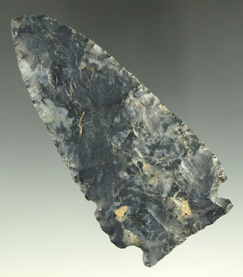 3 1/8" Meadowood - nicely mottled Coshocton Flint - Delaware County Ohio.  Bennett COA.