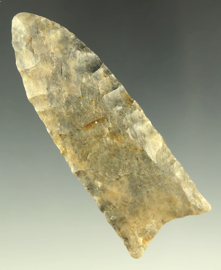 3" Paleo Fluted Clovis made from Coshocton Flint found in Ohio. Comes with a Jackson COA.